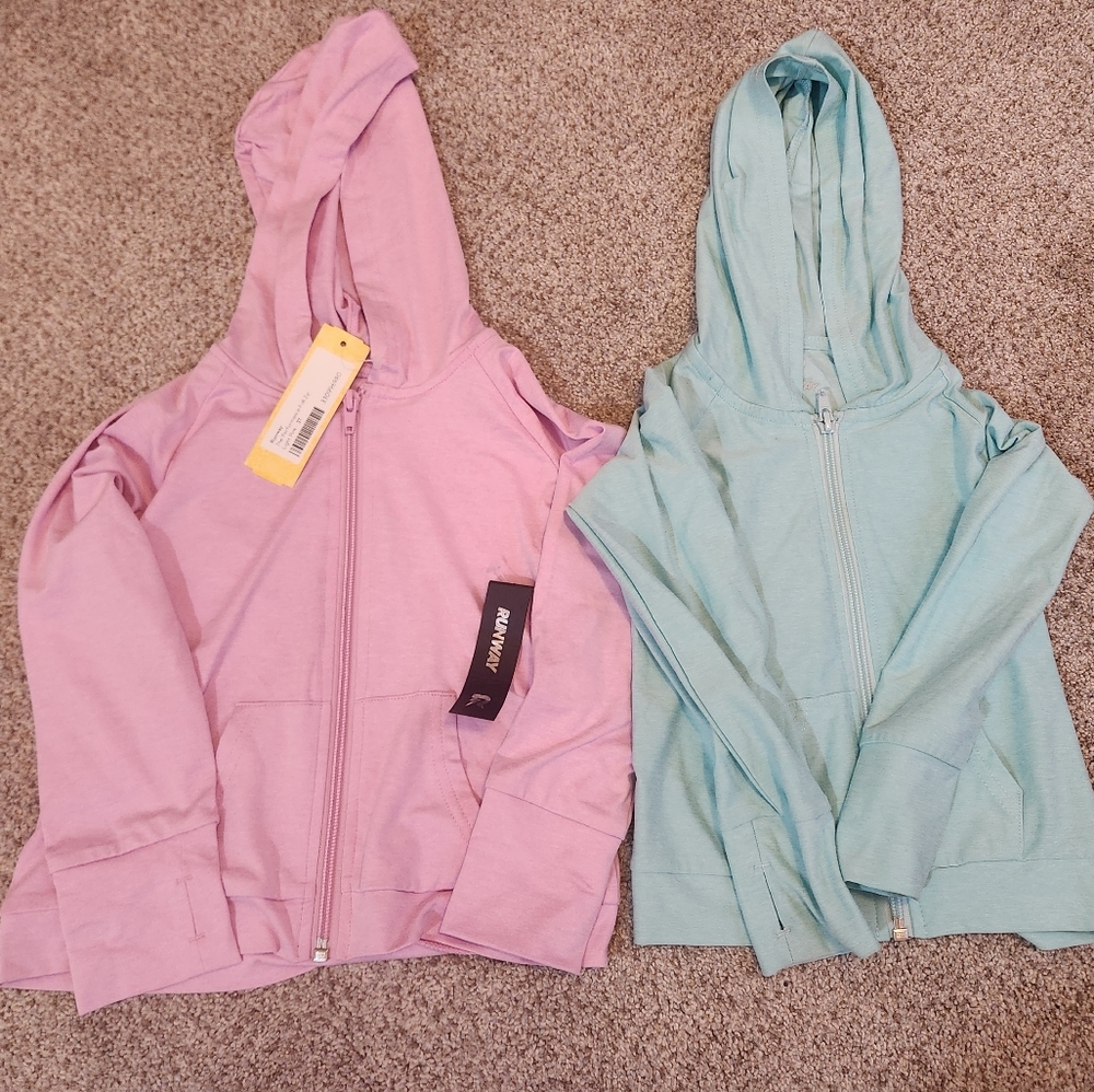 Pink and Blue Zip-Up Hoodies